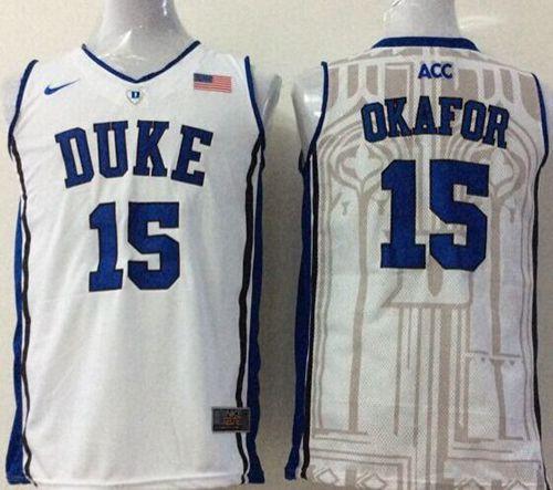Blue Devils #15 Jahlil Okafor White Basketball Stitched NCAA Jersey