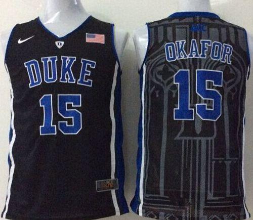 Blue Devils #15 Jahlil Okafor Black Basketball Stitched NCAA Jersey