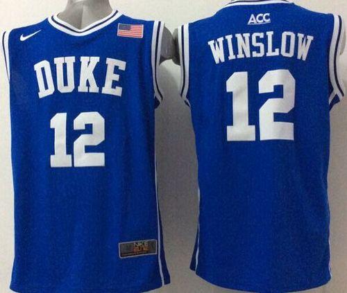 Blue Devils #12 Justise Winslow Blue Basketball Stitched NCAA Jersey