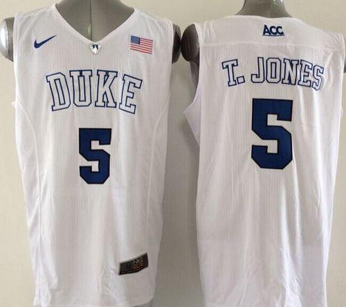 Blue Devils #5 Tyus Jones White Basketball Elite Stitched NCAA Jersey