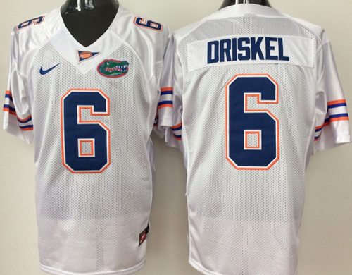 Gators #6 Jeff Driskel White Stitched NCAA Jersey