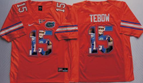 Gators #15 Tim Tebow Orange Player Fashion Stitched NCAA Jersey