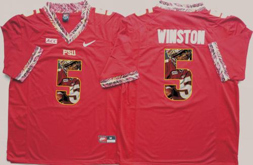 Seminoles #5 Jameis Winston Red Player Fashion Stitched NCAA Jersey