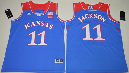 Jayhawks #11 Josh Jackson Royal Blue Basketball Authentic Stitched NCAA Jersey