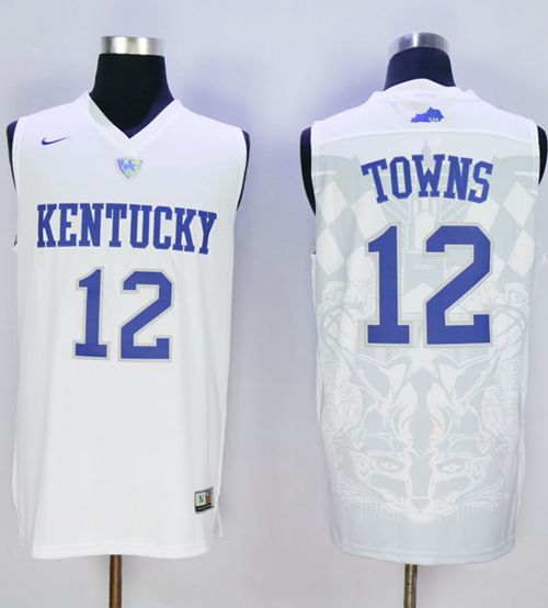 Wildcats #12 Karl-Anthony Towns White Basketball Stitched NCAA Jersey