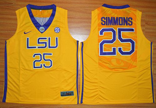 LSU Tigers #25 Ben Simmons Gold Basketball Stitched NCAA Jersey