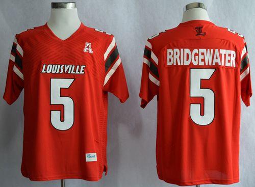 Cardinals #5 Teddy Bridgewater Red AAC Patch Stitched NCAA Jersey