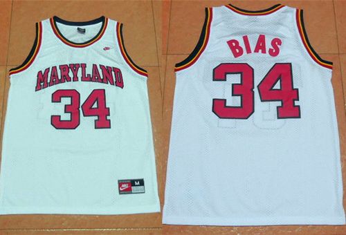 Terrapins #34 Len Bias White Basketball Stitched NCAA Jersey