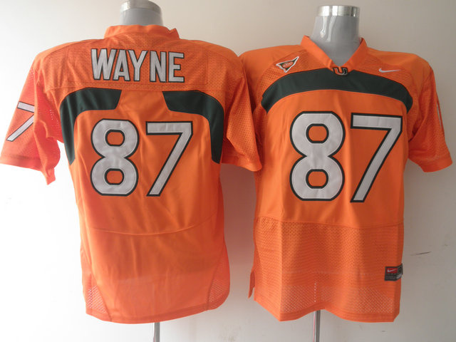 Hurricanes #87 Reggie Wayne Orange Stitched NCAA Jerseys