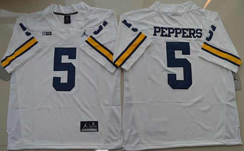 Wolverines #5 Jabrill Peppers White Jordan Brand Stitched NCAA Jersey