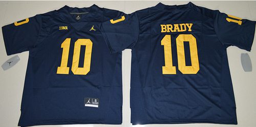 Wolverines #10 Tom Brady Navy Blue Jordan Brand Stitched NCAA Jersey
