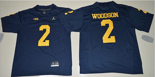 Wolverines #2 Charles Woodson Navy Blue Jordan Brand Stitched NCAA Jersey