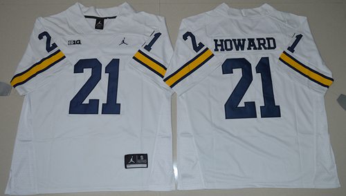 Wolverines #21 Desmond Howard White Jordan Brand Stitched NCAA Jersey