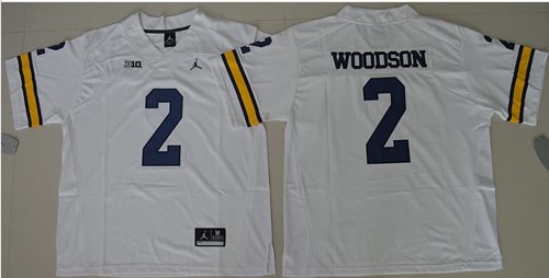 Wolverines #2 Charles Woodson White Jordan Brand Stitched NCAA Jersey