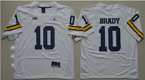 Wolverines #10 Tom Brady White Jordan Brand Stitched NCAA Jersey