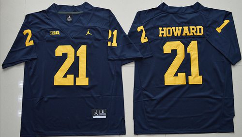 Wolverines #21 Desmond Howard Navy Blue Jordan Brand Stitched NCAA Jersey