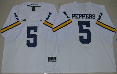 Wolverines #5 Jabrill Peppers White Jordan Brand Elite Stitched NCAA Jersey