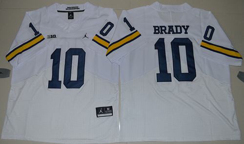 Wolverines #10 Tom Brady White Jordan Brand Elite Stitched NCAA Jersey