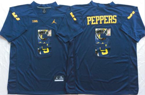 Wolverines #5 Jabrill Peppers Navy Blue Player Fashion Stitched NCAA Jersey