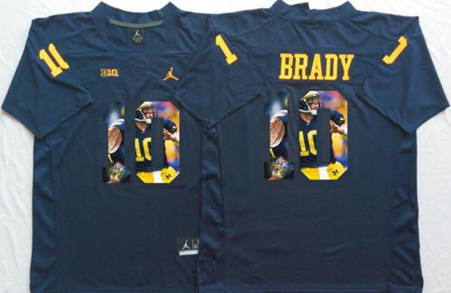 Wolverines #10 Tom Brady Navy Blue Player Fashion Stitched NCAA Jersey