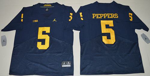 Wolverines #5 Jabrill Peppers Navy Blue Jordan Brand Elite Stitched NCAA Jersey