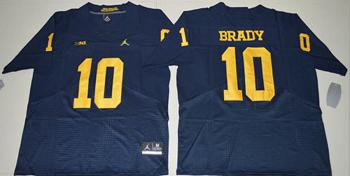 Wolverines #10 Tom Brady Navy Blue Jordan Brand Elite Stitched NCAA Jersey