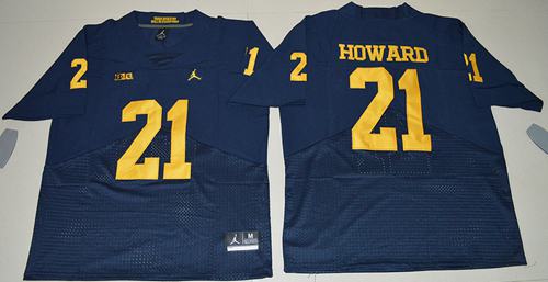 Wolverines #21 Desmond Howard Navy Blue Jordan Brand Elite Stitched NCAA Jersey