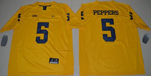 Wolverines #5 Jabrill Peppers Gold Jordan Brand Limited Stitched NCAA Jersey
