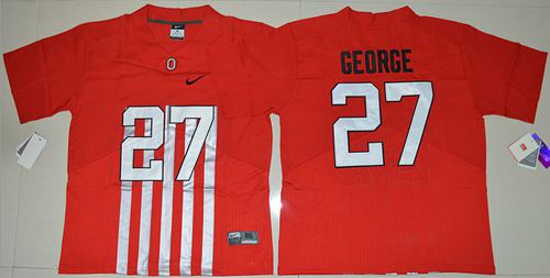 Buckeyes #27 Eddie George Red Alternate Elite Stitched NCAA Jersey