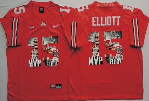 Buckeyes #15 Ezekiel Elliott Red Player Fashion Stitched NCAA Jersey
