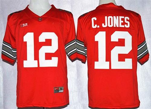 Buckeyes #12 Cardale Jones Red Diamond Quest Stitched NCAA Jersey