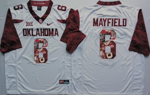 Sooners #6 Baker Mayfield White Player Fashion Stitched NCAA Jersey