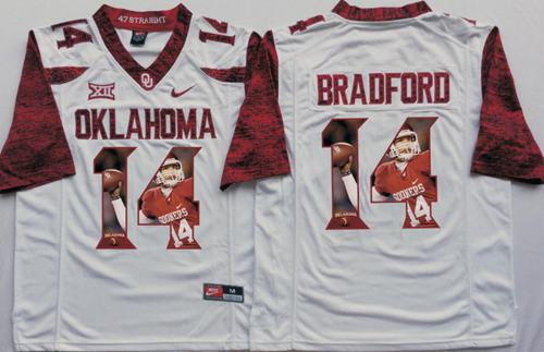Sooners #14 Sam Bradford White Player Fashion Stitched NCAA Jersey