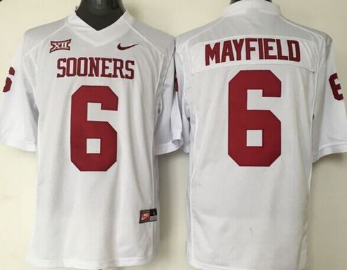 Sooners #6 Baker Mayfield White XII Stitched NCAA Jersey