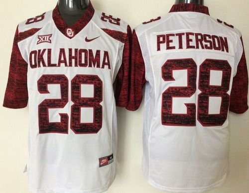Sooners #28 Adrian Peterson White New XII Stitched NCAA Jersey