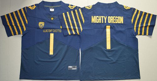 Ducks #1 Mighty Oregon Navy Blue Webfoots 100th Rose Bowl Game Elite Stitched NCAA Jersey