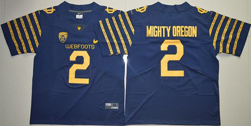 Ducks #2 Mighty Oregon Navy Blue Webfoots 100th Rose Bowl Game Elite Stitched NCAA Jersey