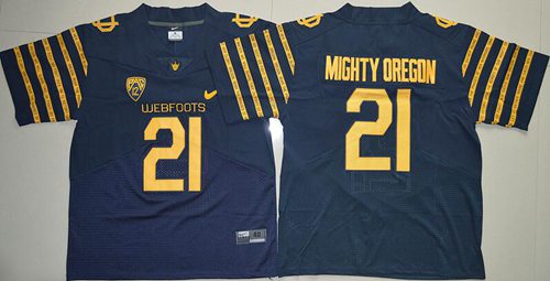 Ducks #21 Mighty Oregon Navy Blue Webfoots 100th Rose Bowl Game Elite Stitched NCAA Jersey