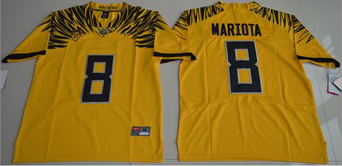 Ducks #8 Marcus Mariota Yellow Limited Stitched NCAA Jersey