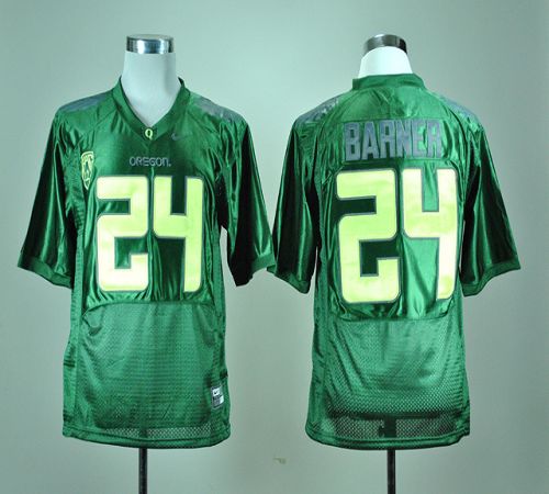 Ducks #24 Kenjon Barner Green With PAC-12 Patch Stitched NCAA Jersey