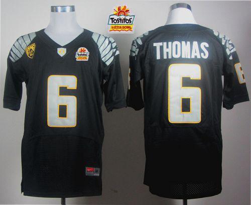 Ducks #6 De'Anthony Thomas Black Elite PAC-12 Patch Tostitos Fiesta Bowl Stitched NCAA Jersey