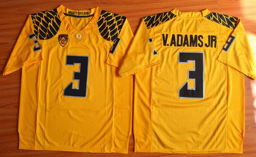 Ducks #3 Vernon Adams Jr. Olive Yellow Stitched NCAA Jersey