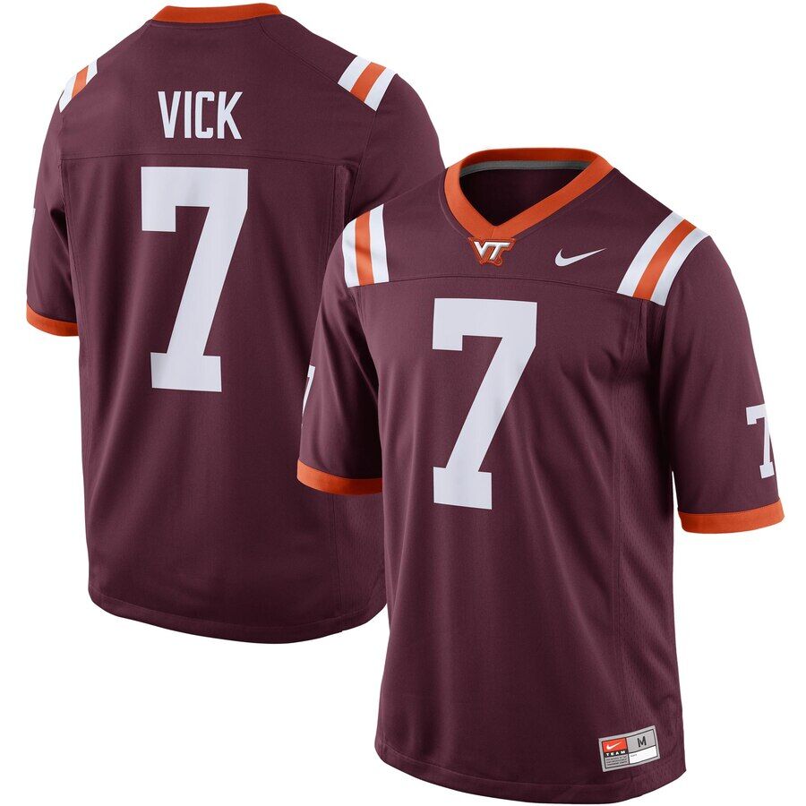 Men's Virginia Tech #7 Michael Vick Maroon Limited Stitched NCAA Jersey