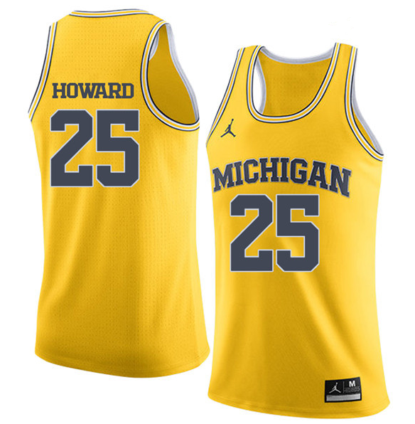 Wolverines #25 Juwan Howard Yellow Limited Stitched NCAA Jersey