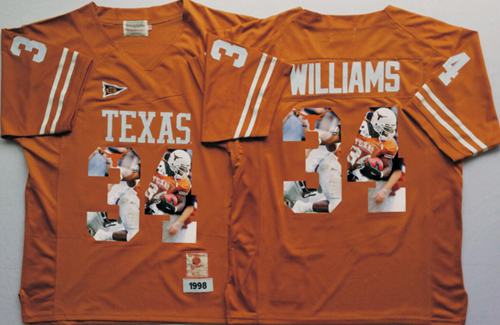 Longhorns #34 Ricky Williams Orange Player Fashion Stitched NCAA Jersey