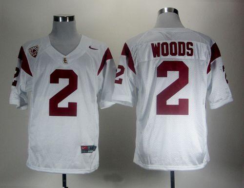 Trojans #2 Robert Woods White With Pac-12 Patch Stitched NCAA Jersey