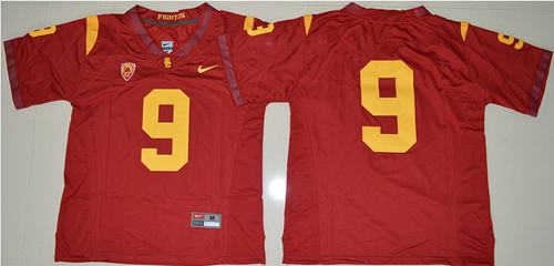 Trojans #9 JuJu Smith-Schuster Red PAC-12 C Patch Stitched NCAA Jersey