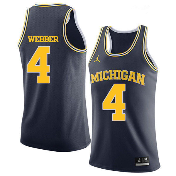 Wolverines #4 Chris Webber Limited Blue Stitched NCAA Jersey