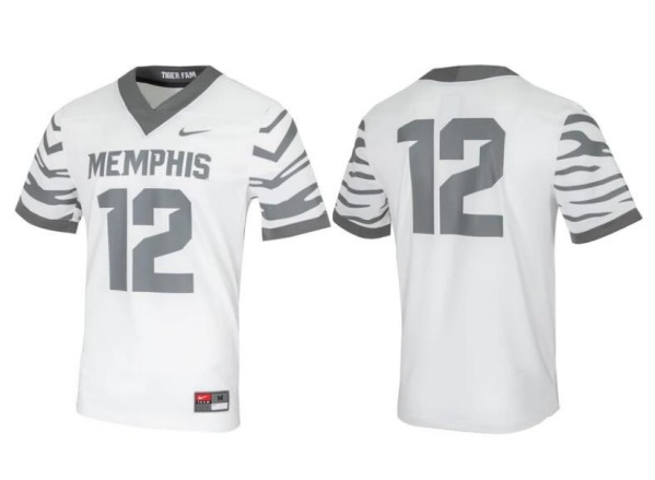 Men's Memphis Tigers #12 White Stitched Football Game Jersey