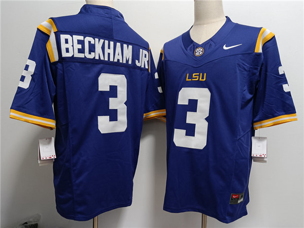 Men's LSU Tigers #3 Odell Beckham Jr. Blue Stitched Jersey